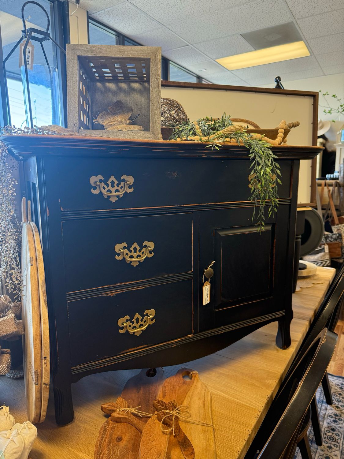 Vintage Black Small Dresser