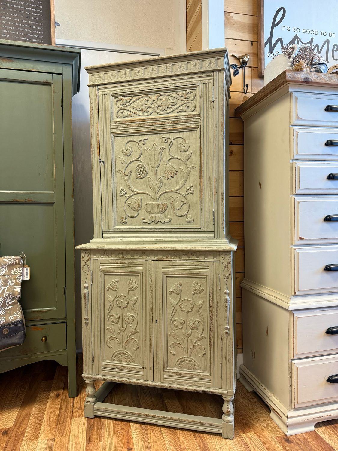 Vintage Engraved Skinny Cabinet