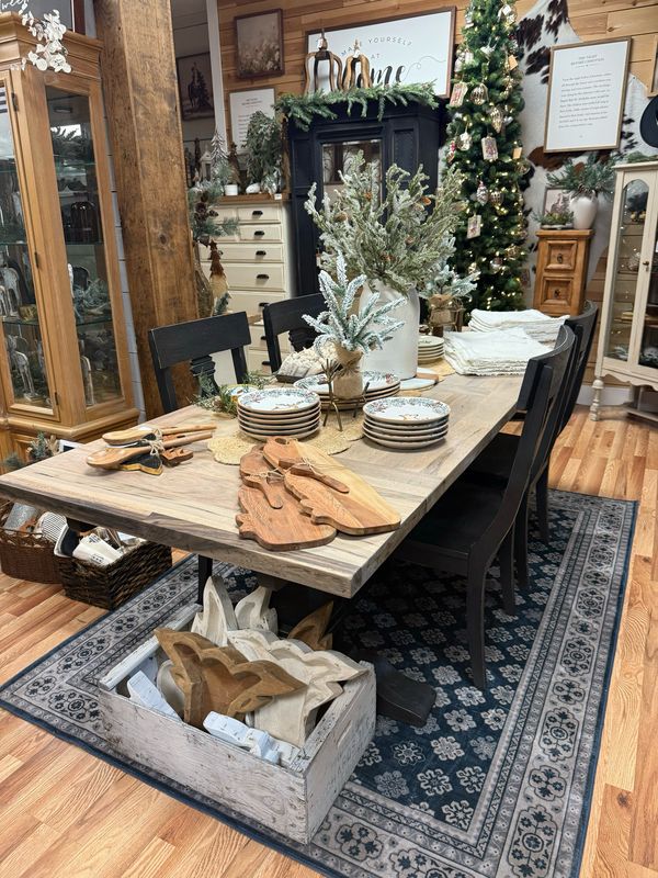 Solid Wood Dining Table with 4 Chairs