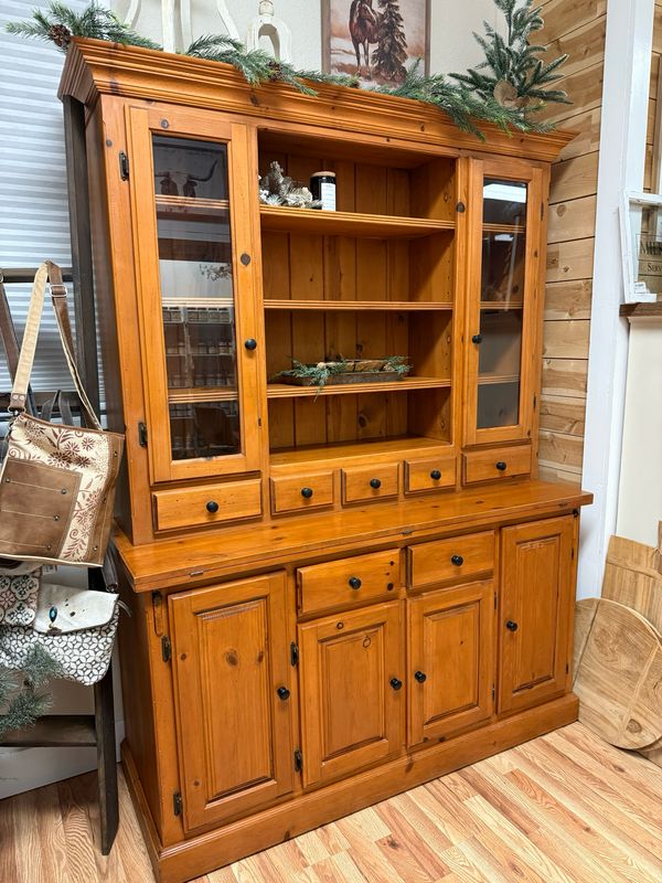 Solid Two Piece Pine Hutch