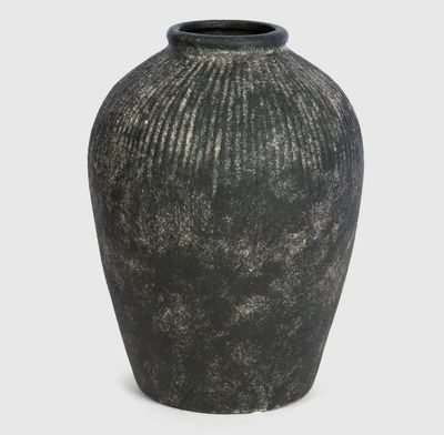 Tall Stoneware Style Terracotta Dark Vase