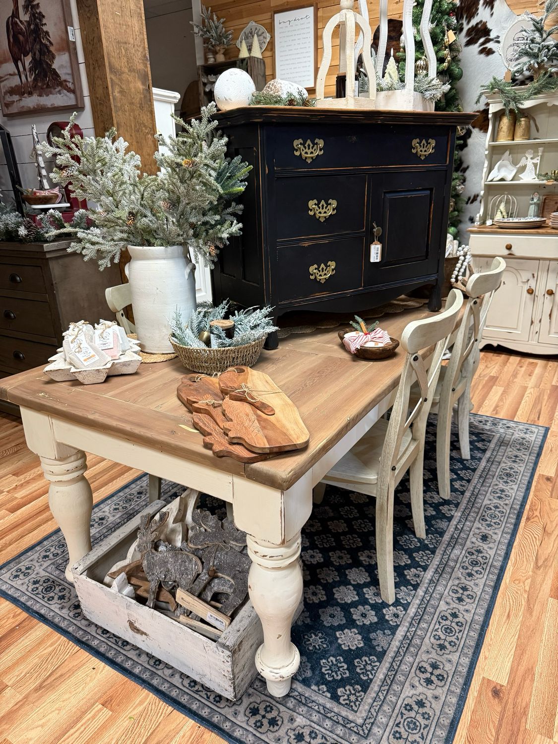 Large Wood Dining Table with Chairs