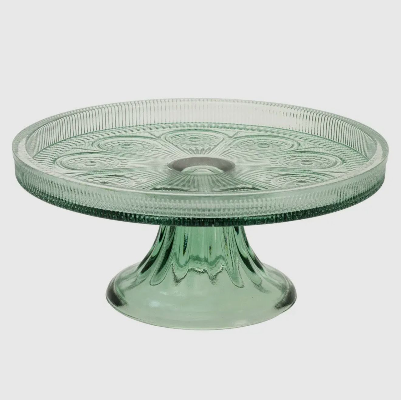 8.25" Sage Glass Cake Stand