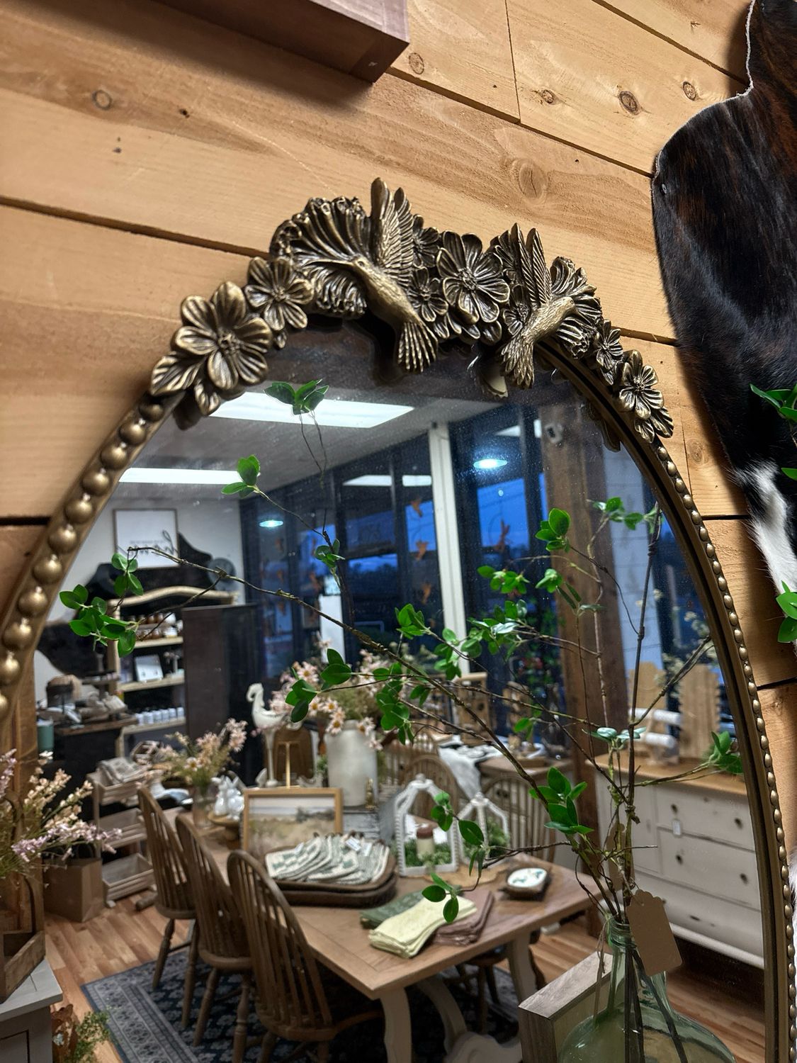 Vintage Style Brass Mirror