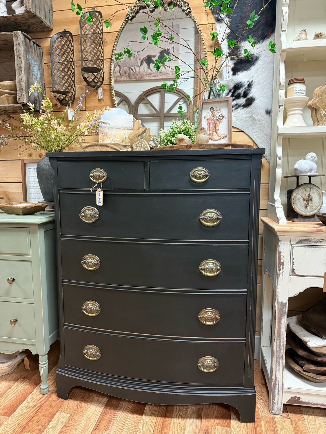 Vintage Black Tallboy Dresser
