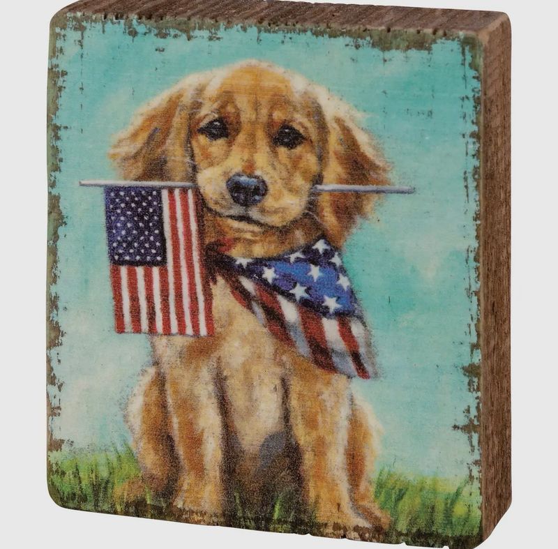 Puppy Flags Block Sign