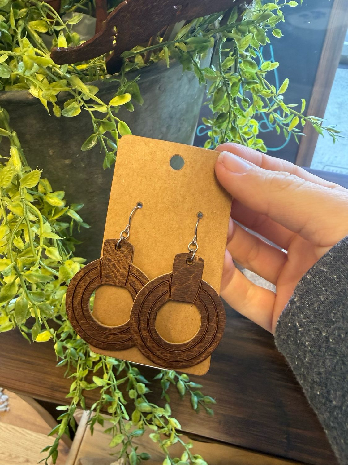 Embossed Ring Earrings: Vintage Cowboy