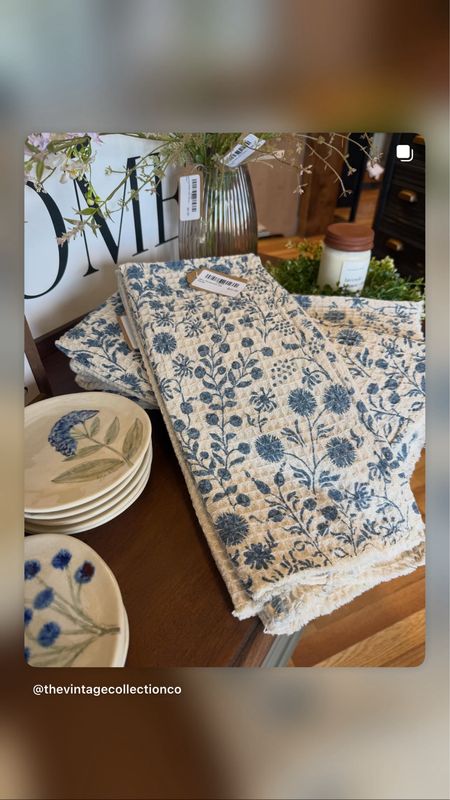 Navy Dandelion Tea Towel
