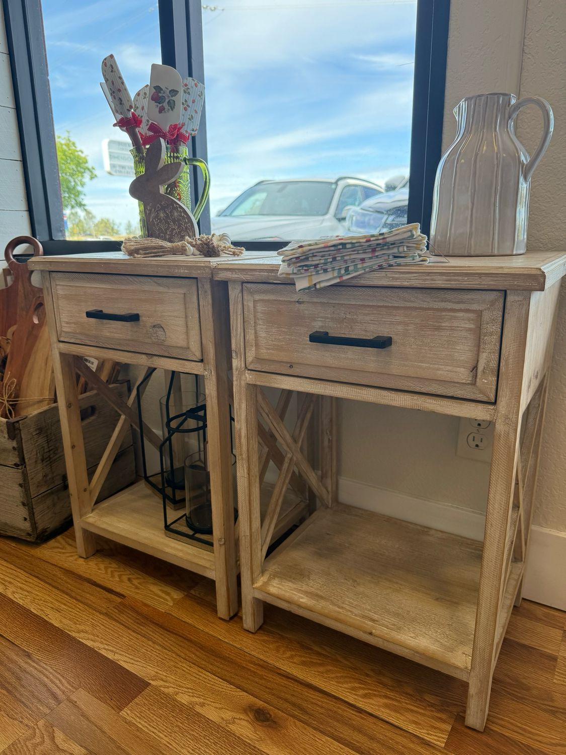 White Washed Nightstand Set