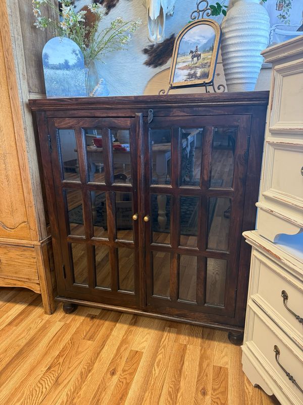 Wood Cabinet with Glass Doors
