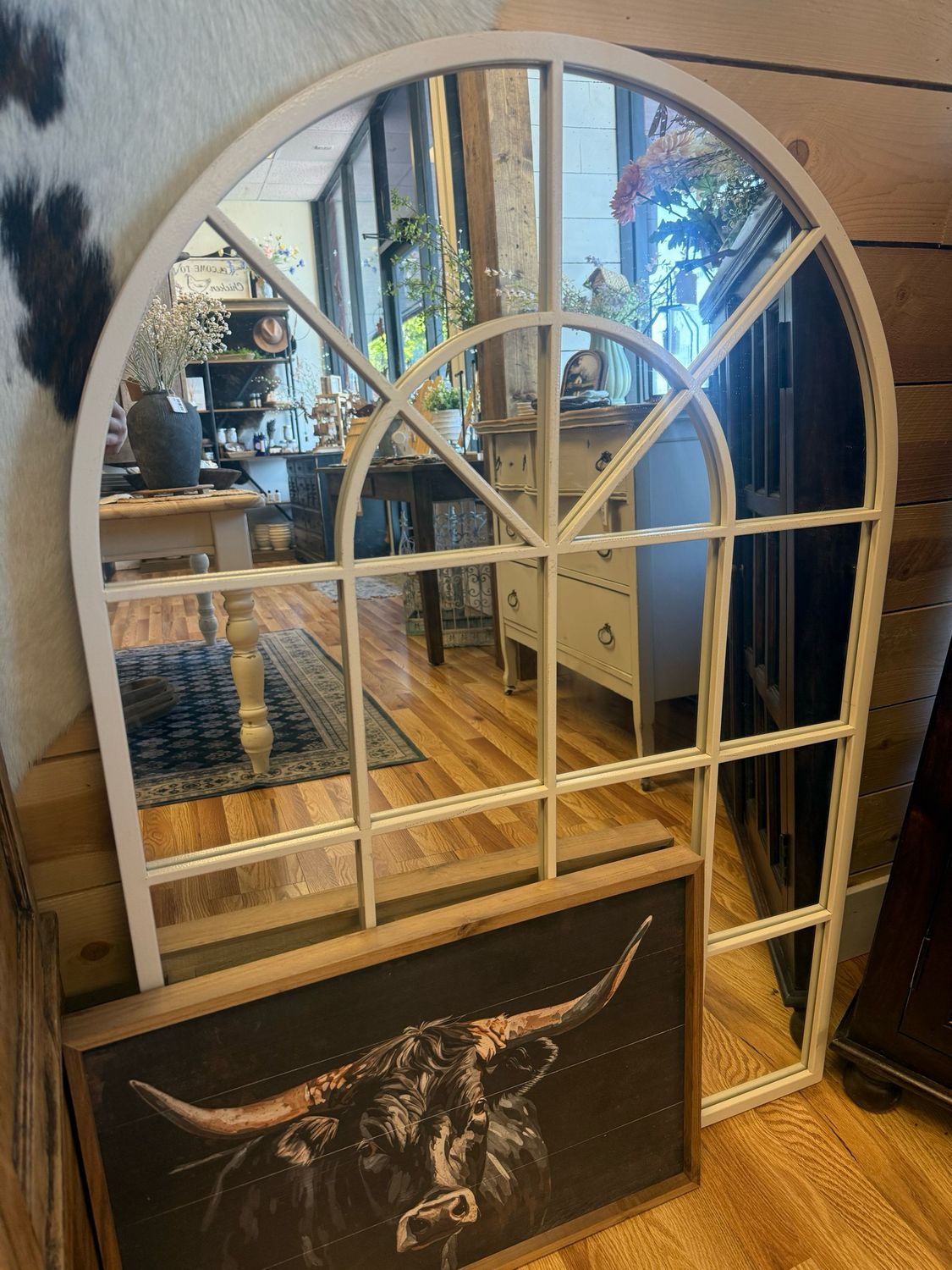 Shabby White Arch Mirror