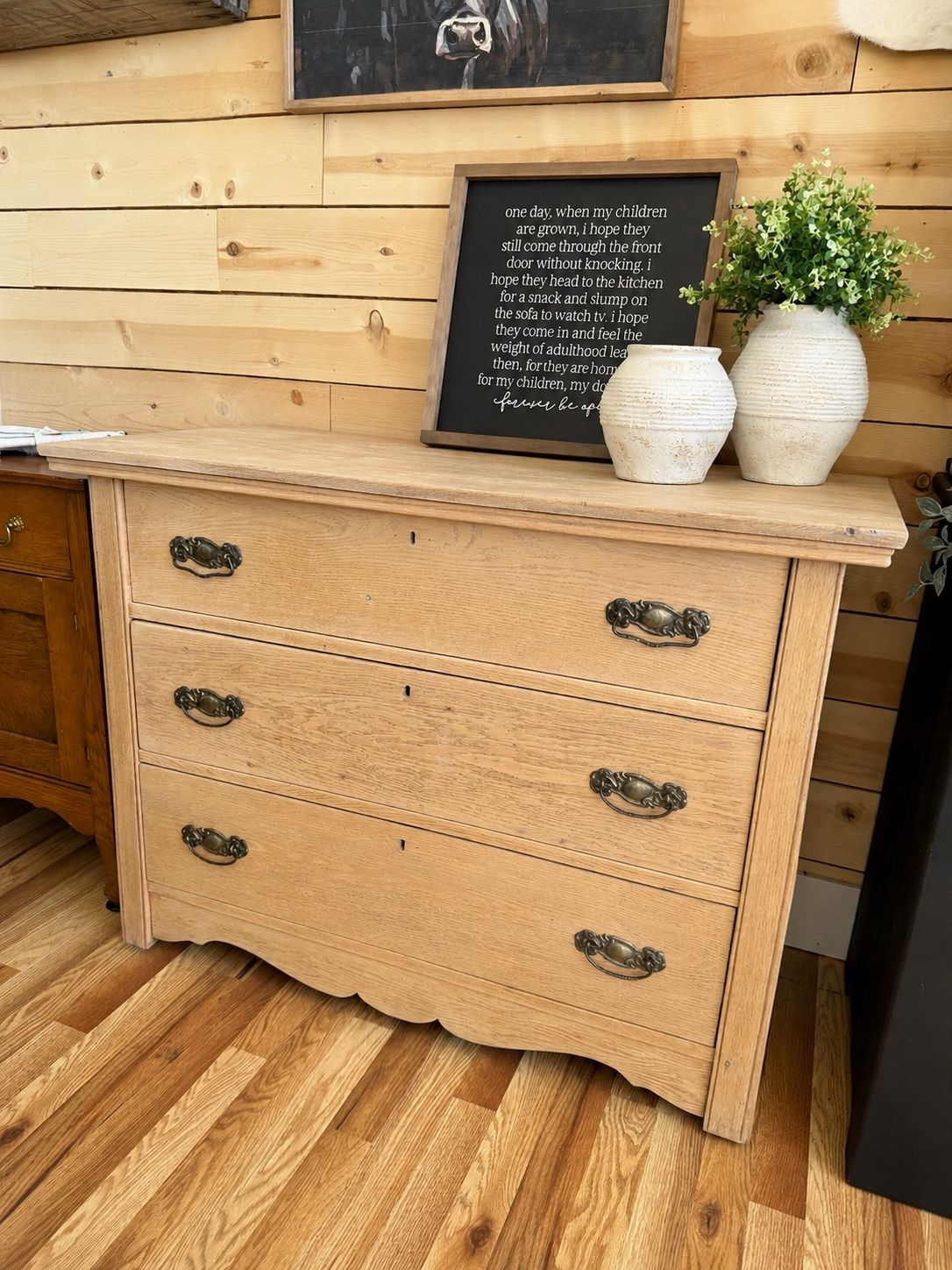Antique Oak 3 Drawer Dresser