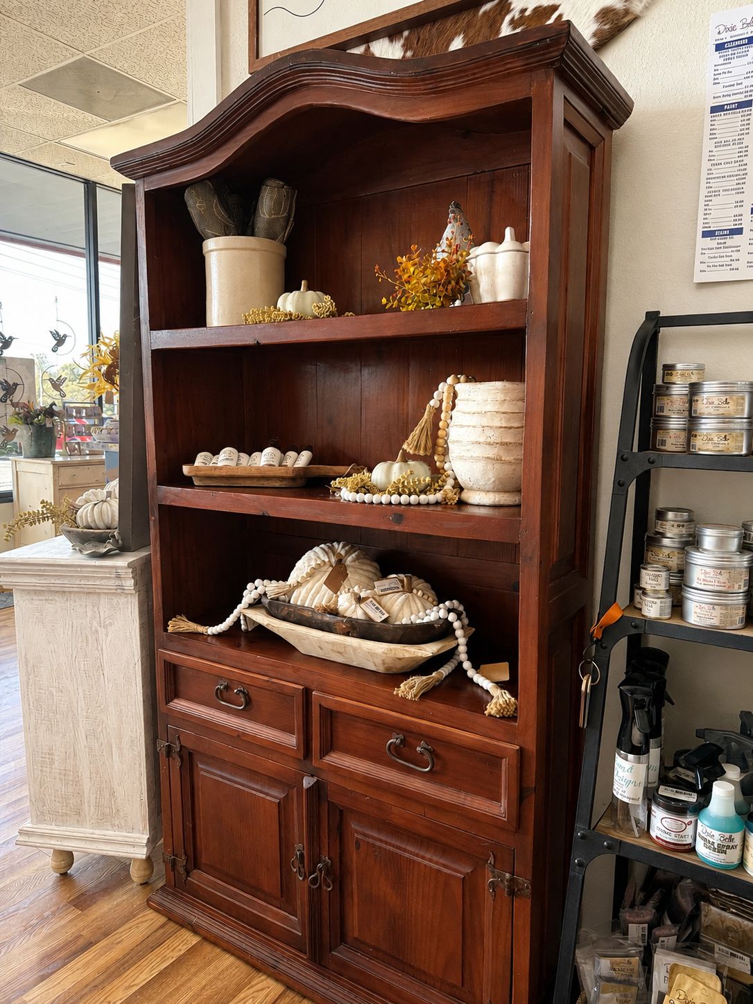 Pine Wood Display Cabinet