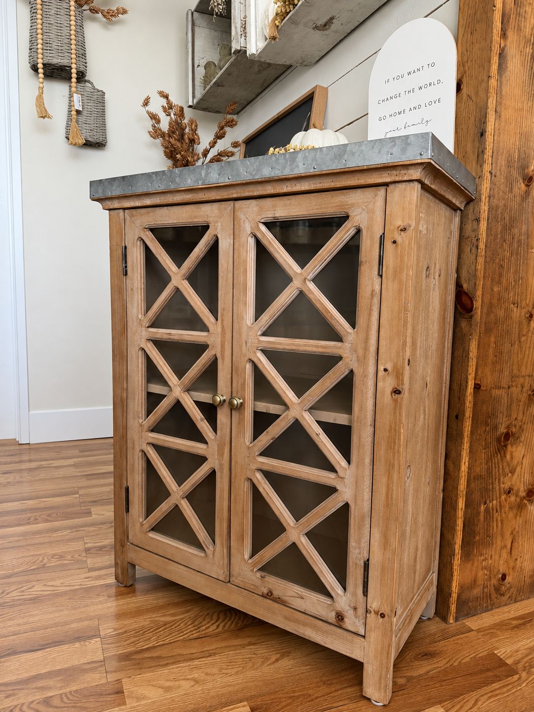 Farmhouse Cabinet with Galvanized Top