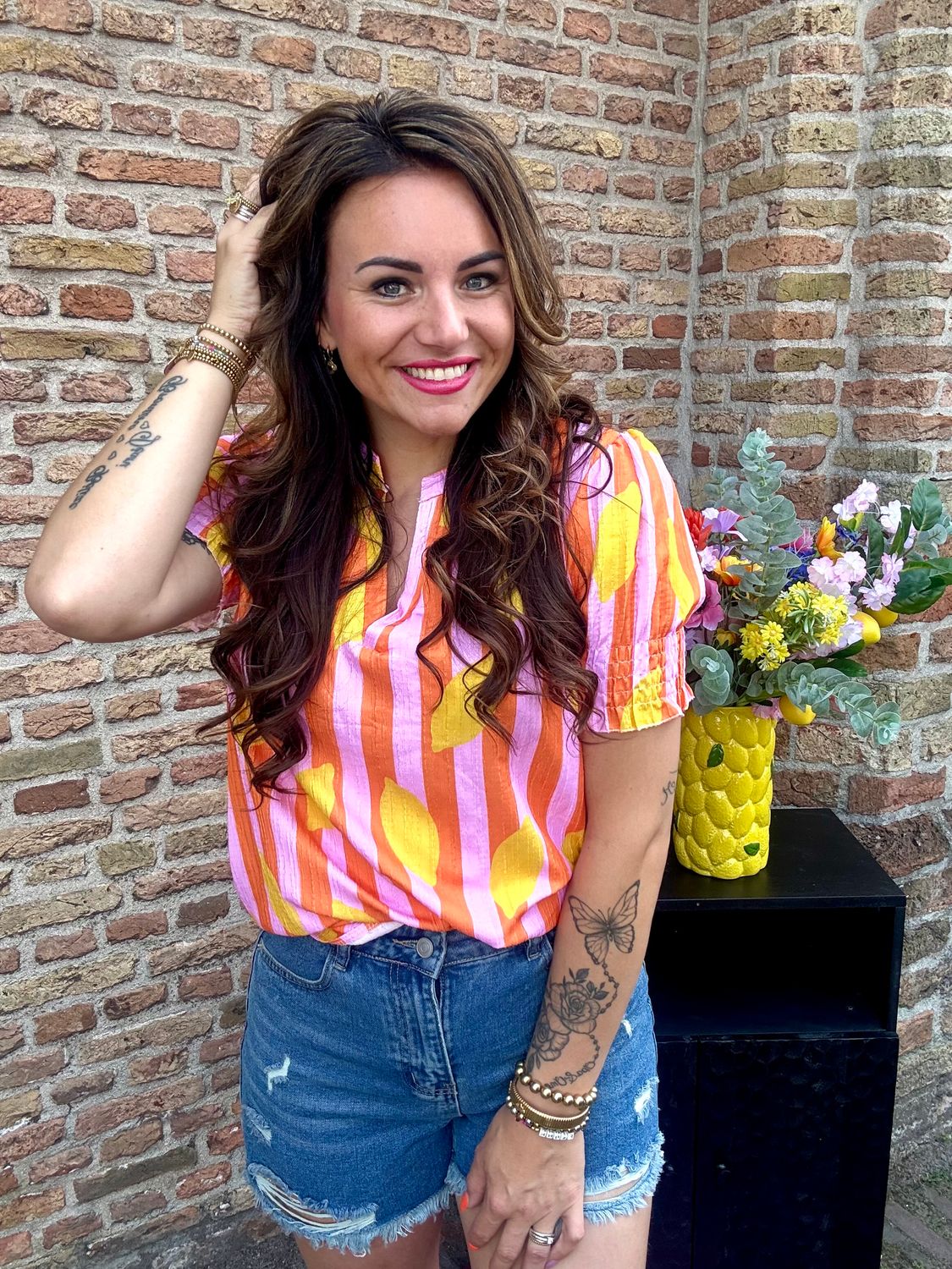 Blouse CITROENTJE roze-oranje