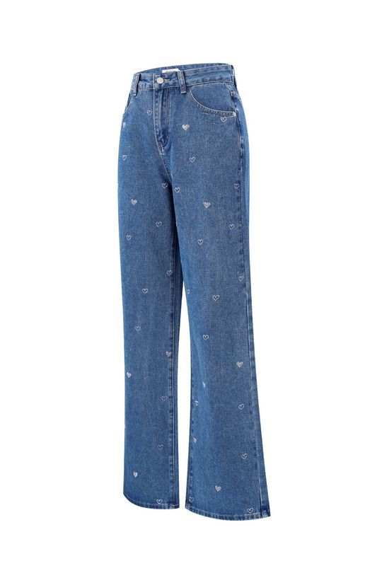 Denim jeans glitter heart