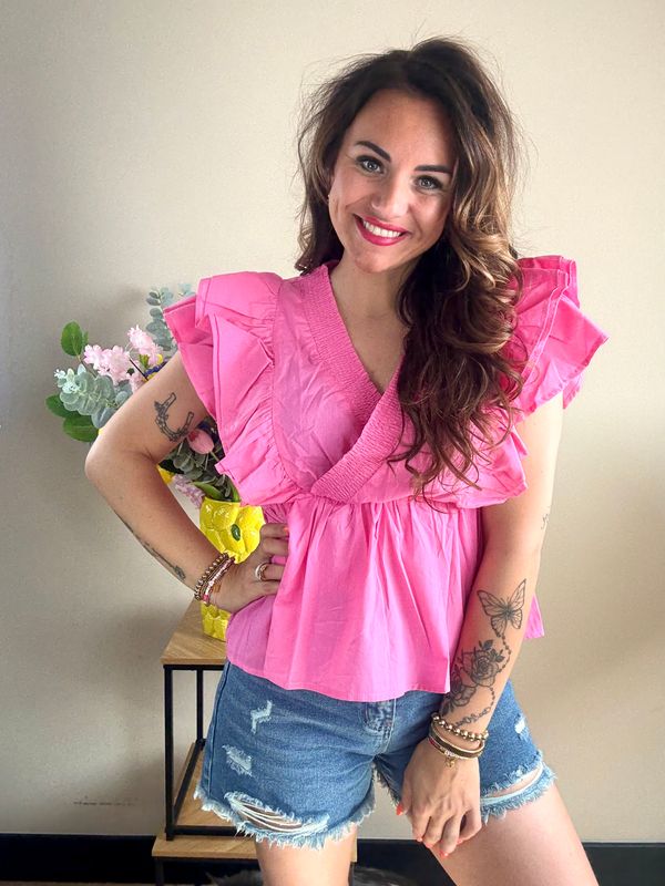 Top VLINDER roze