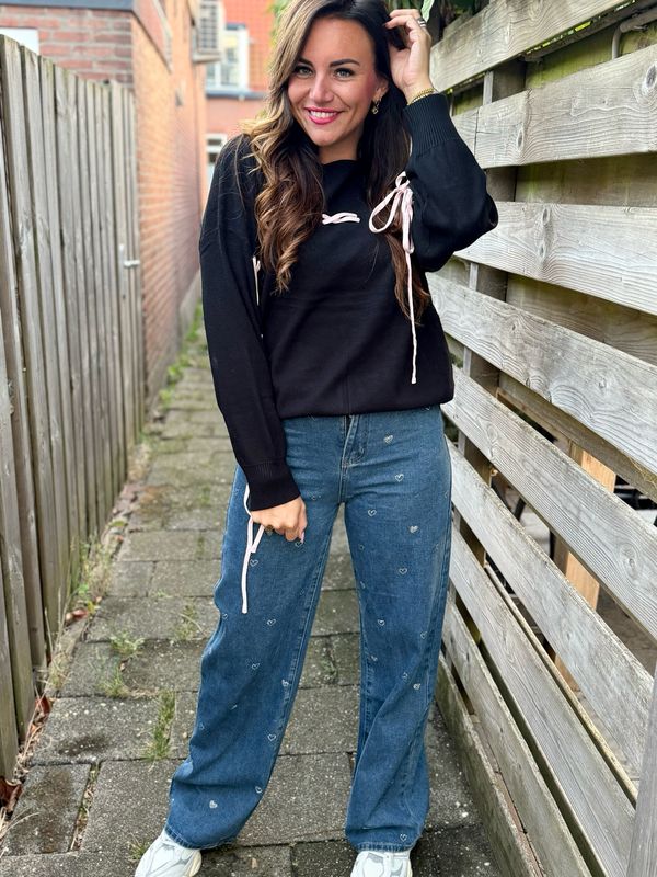 Denim jeans glitter heart