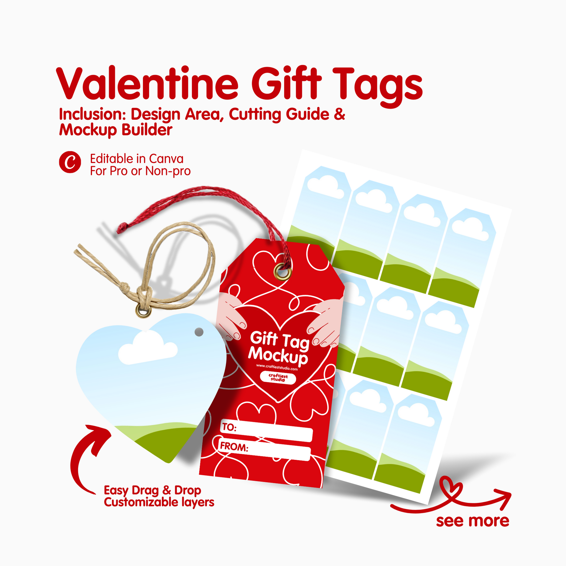 Valentine Gift Tag Canva Editable