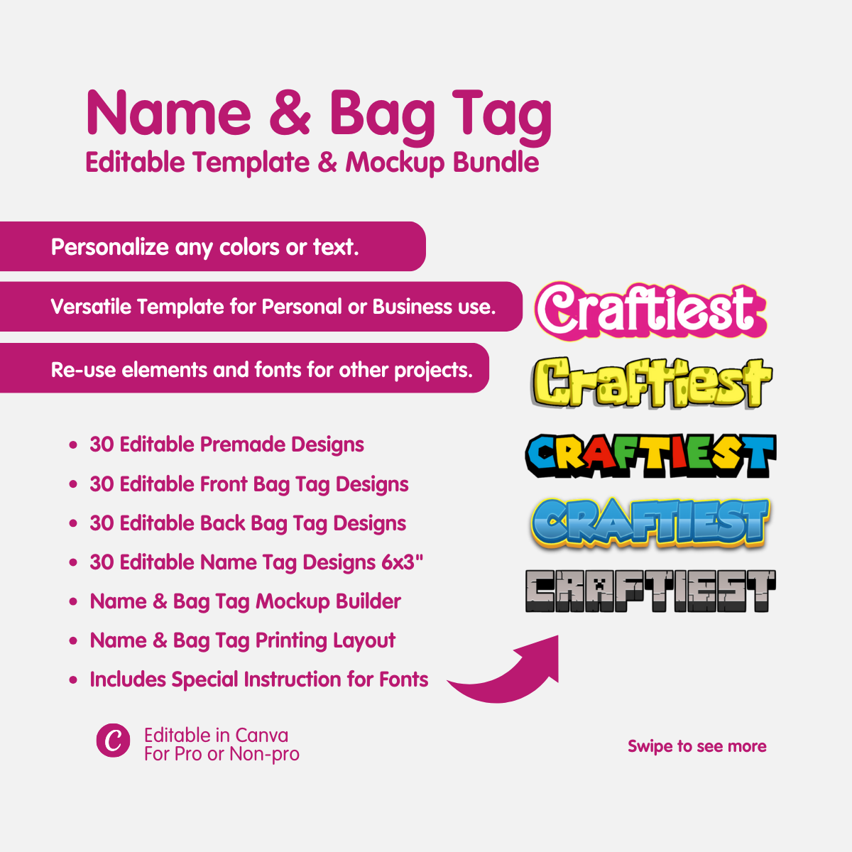 Name & Bag Tag Template Bundle