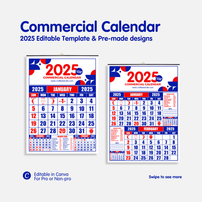 2025 Commercial Calendar Editable Template