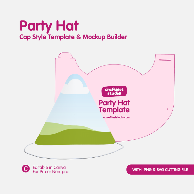 Party Hat Cap Style w/ Machine Cut Files