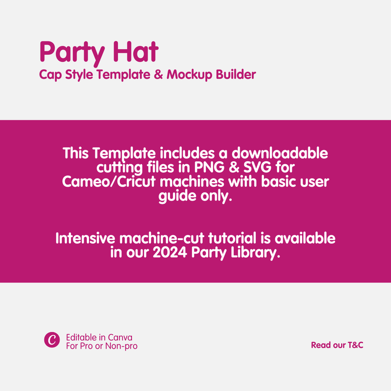 Party Hat Cap Style w/ Machine Cut Files