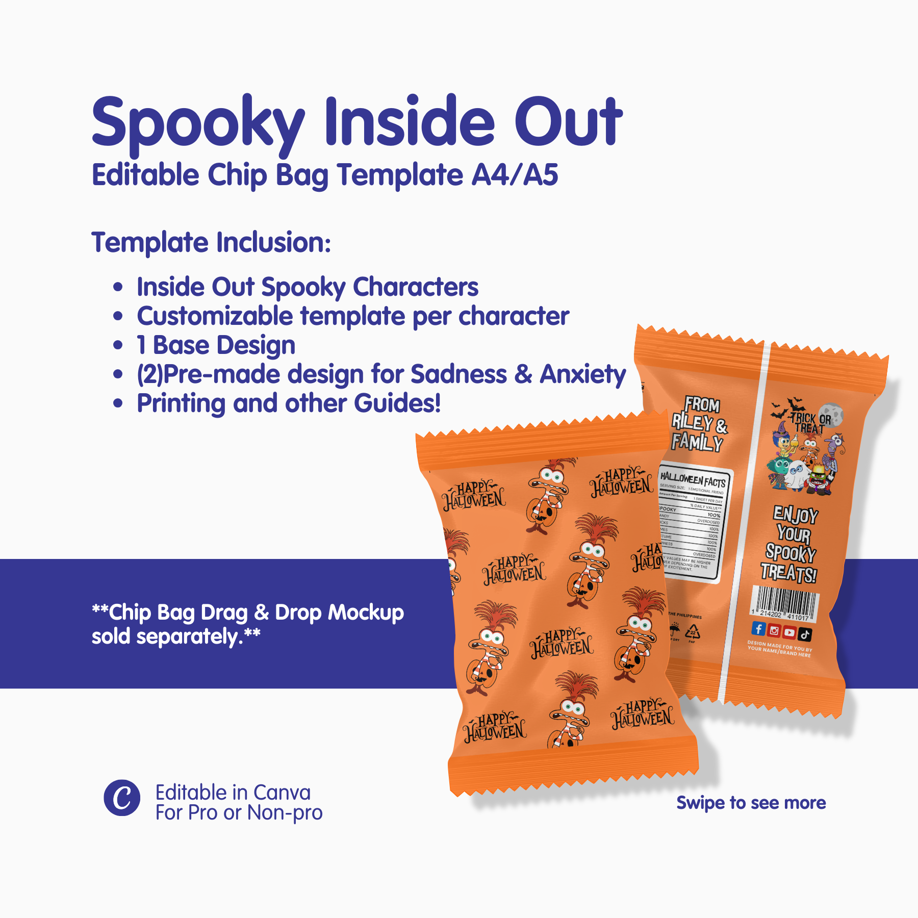 Spooky Inside Out Chip Bag Template