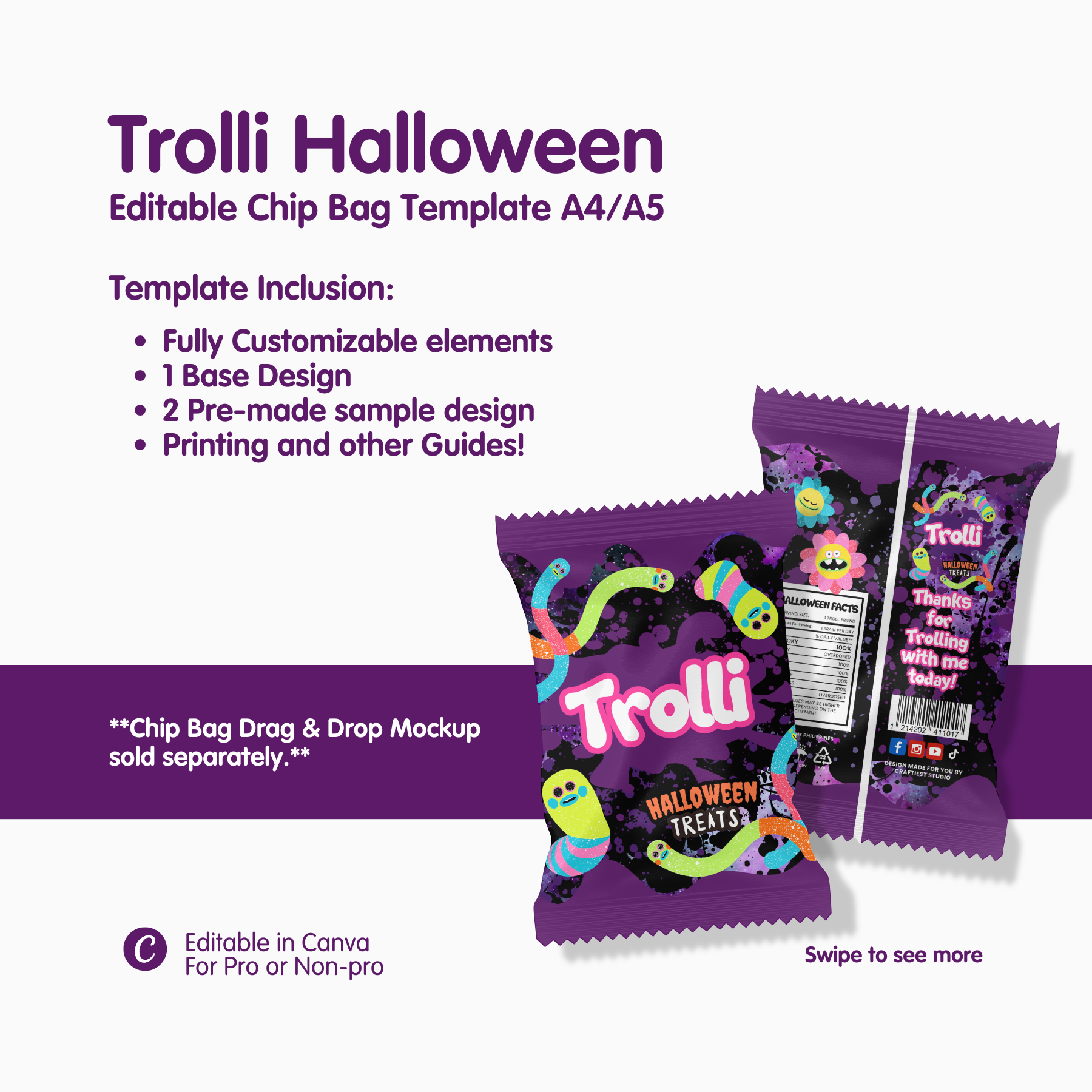 Trolli Halloween Chip Bag Template