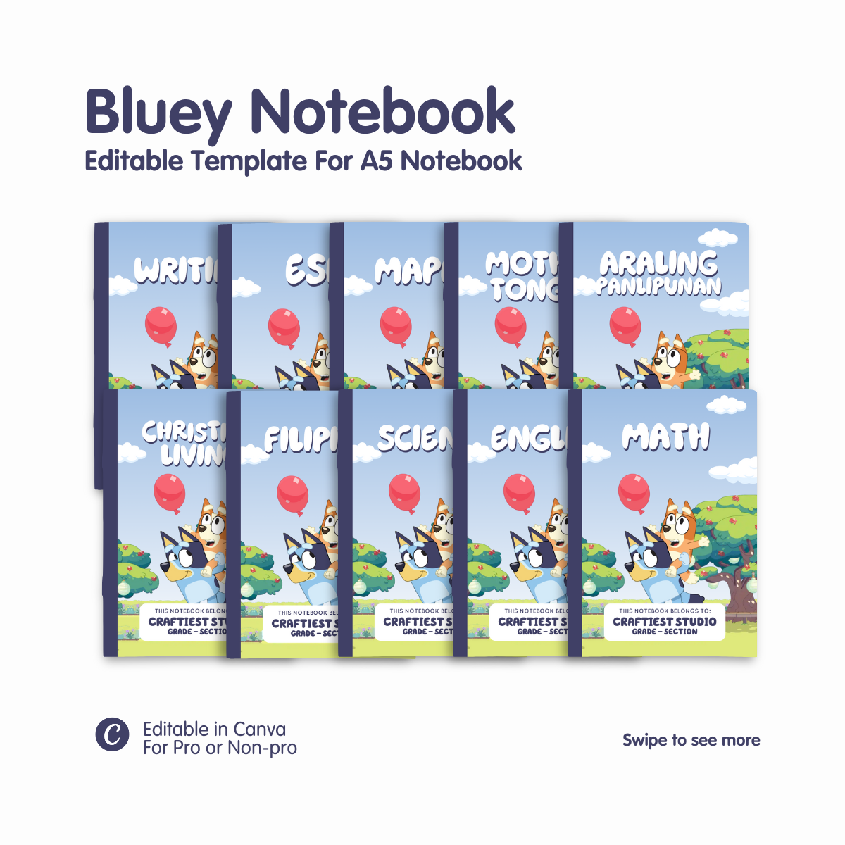 Bluey Notebook Canva Template