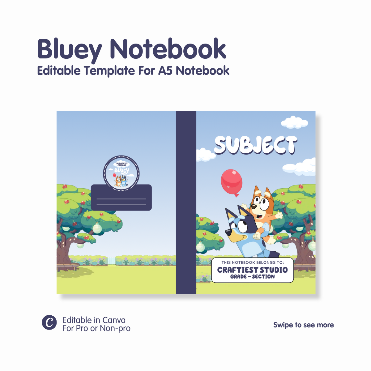 Bluey Notebook Canva Template
