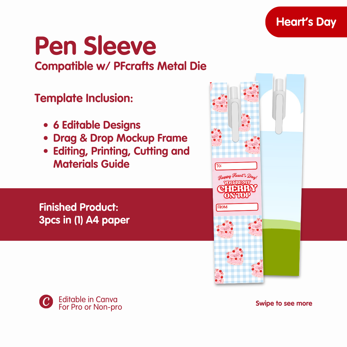 Heart's Day Pen Sleeve For Metal Die