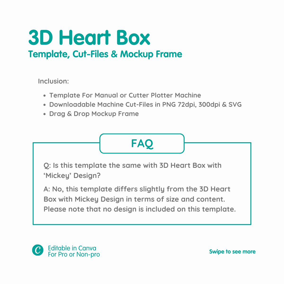 3D Heart Box Template & Mockup