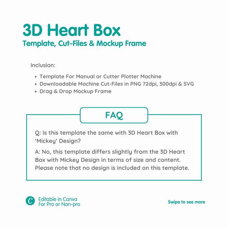 3D Heart Box Template & Mockup