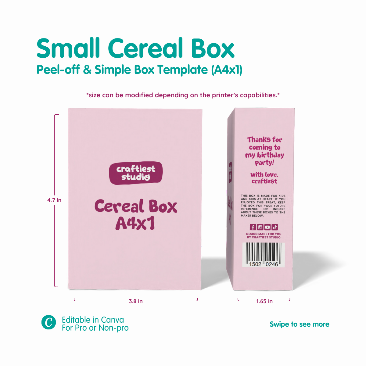 Small Cereal Box Template & Mockup