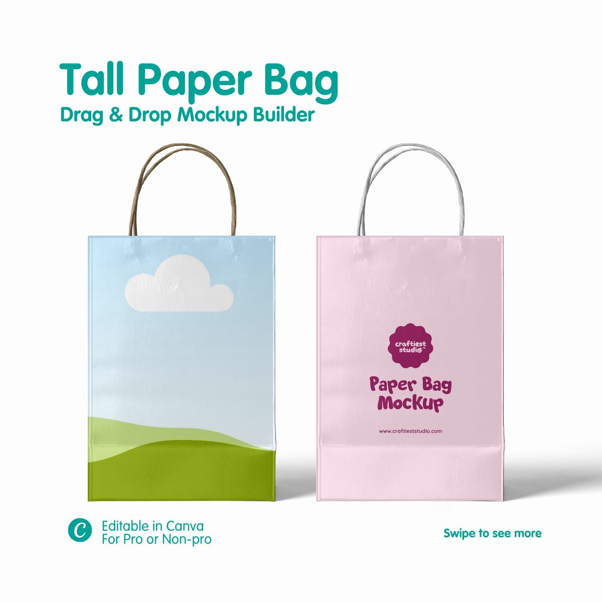 Tall Paper Bag Mockup Builder