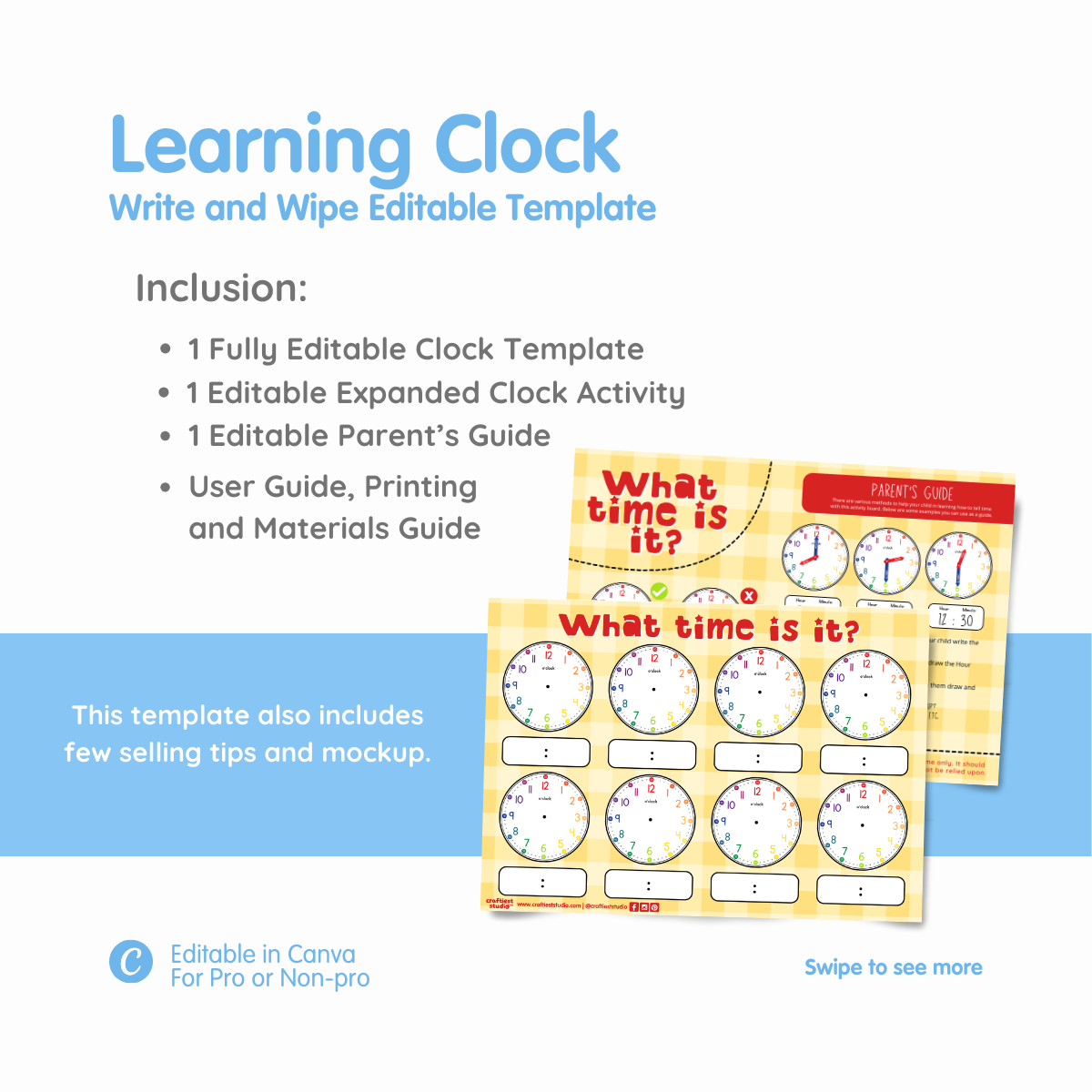 Learning Clock Write & Wipe
