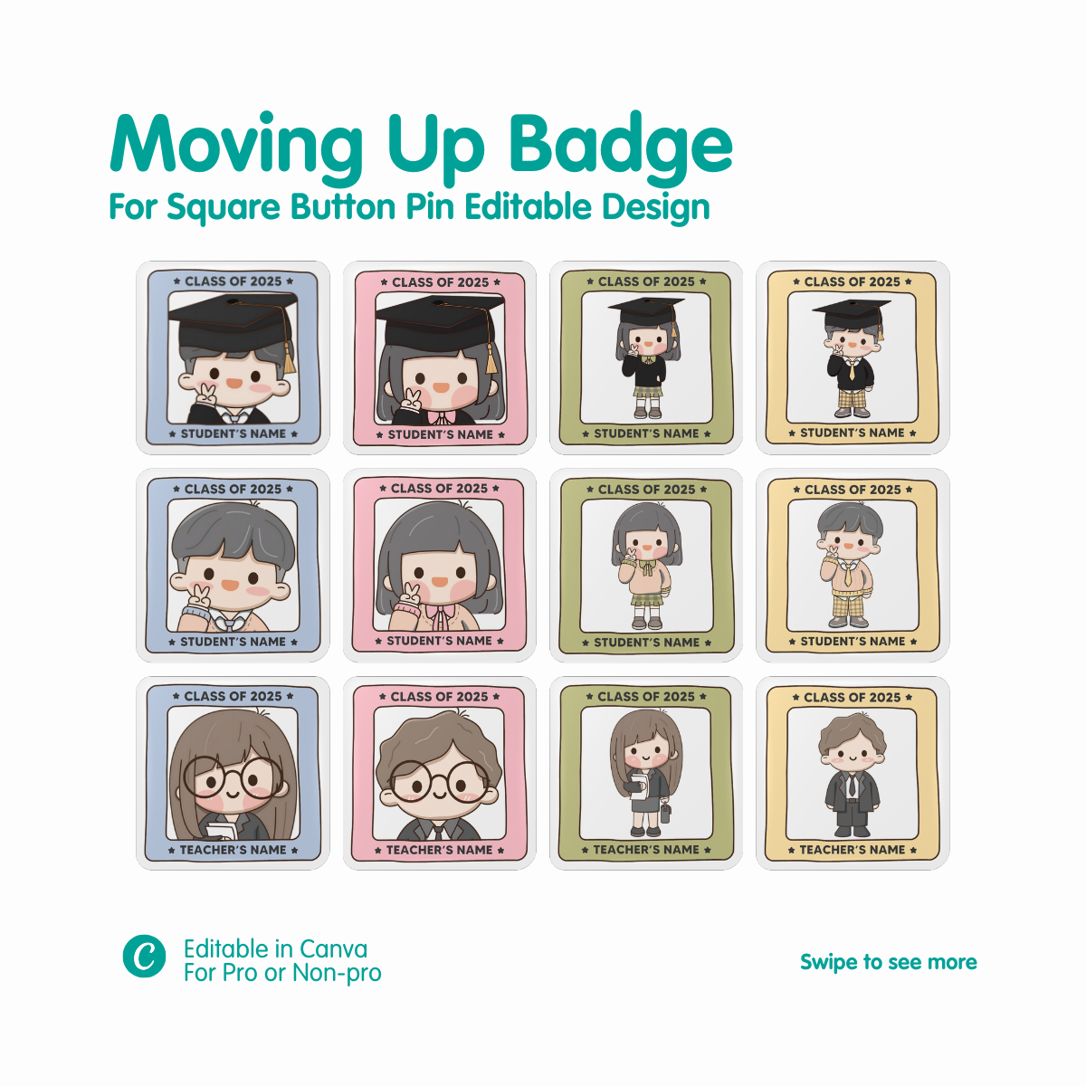 Moving Up Chibi Square Badge
