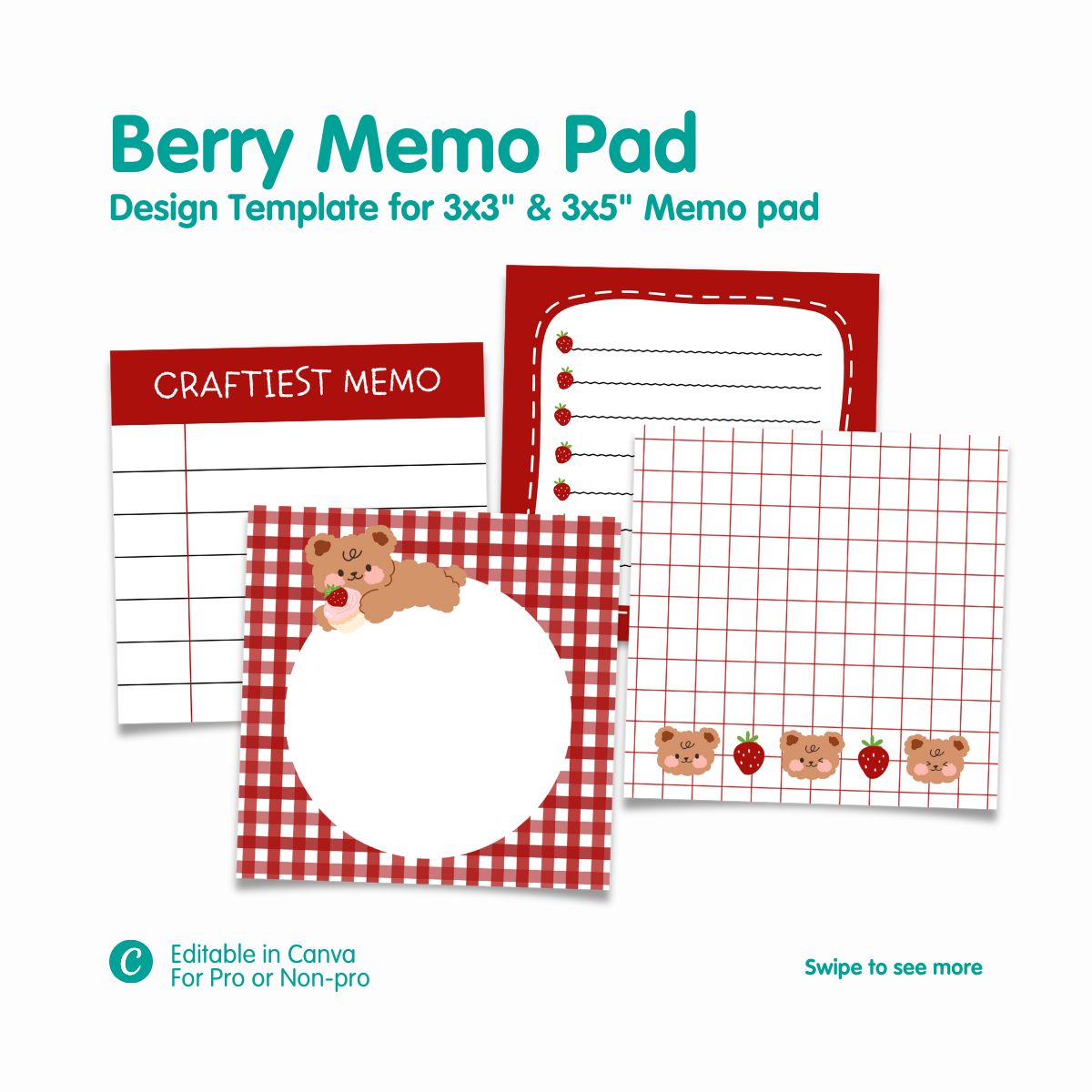 Craftiest Berry Memo Pad Design Template
