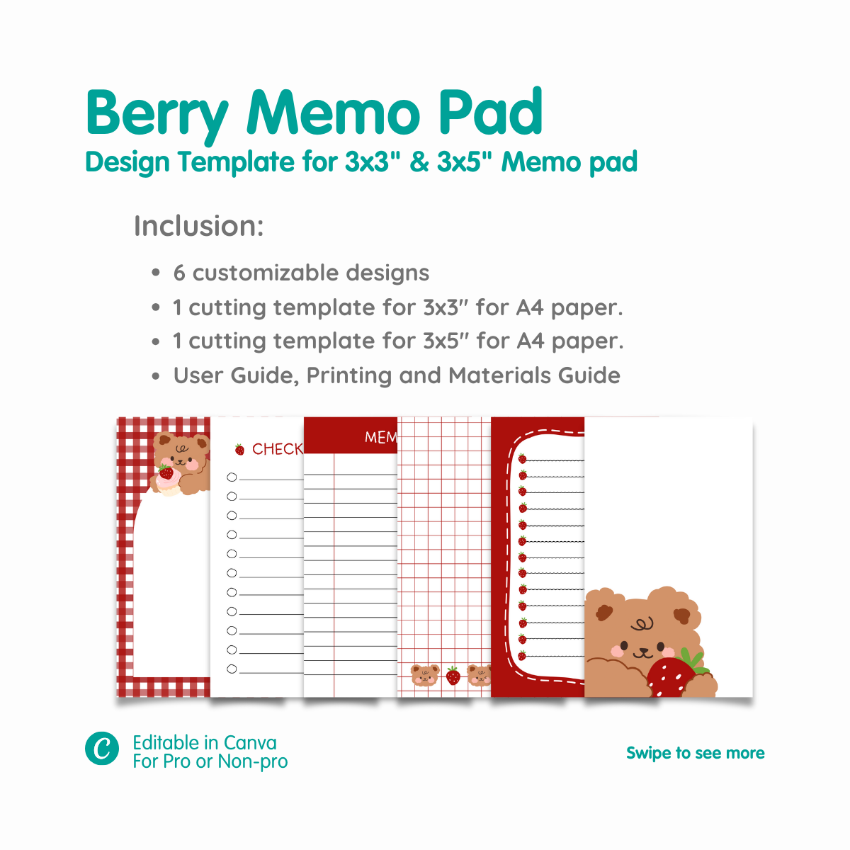 Craftiest Berry Memo Pad Design Template