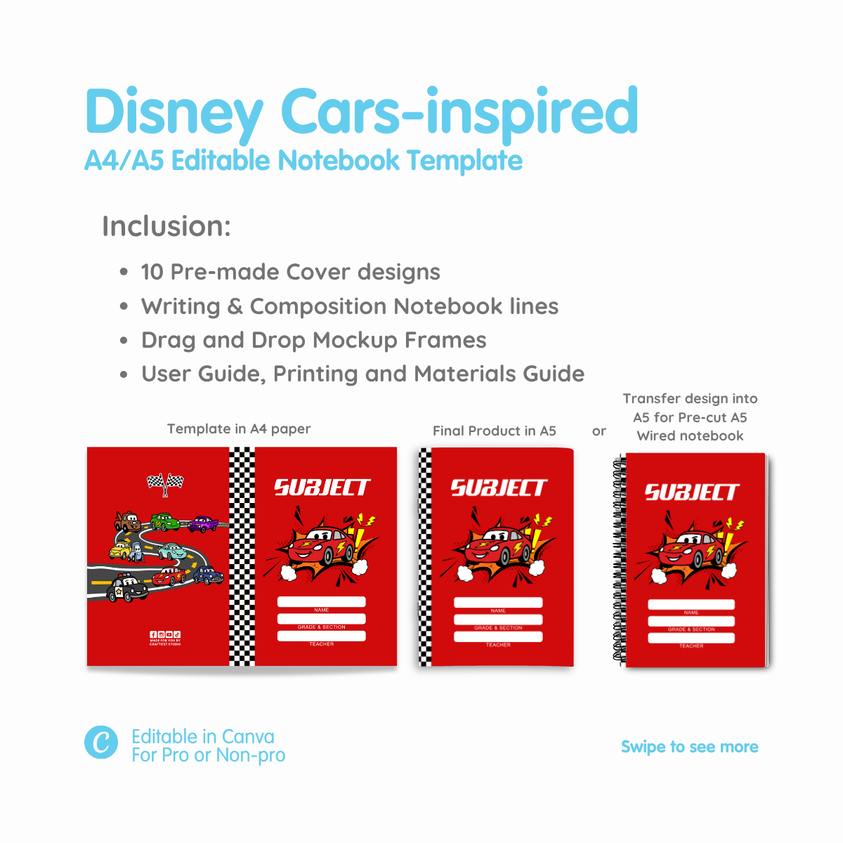 Disney Cars-inspired Notebook