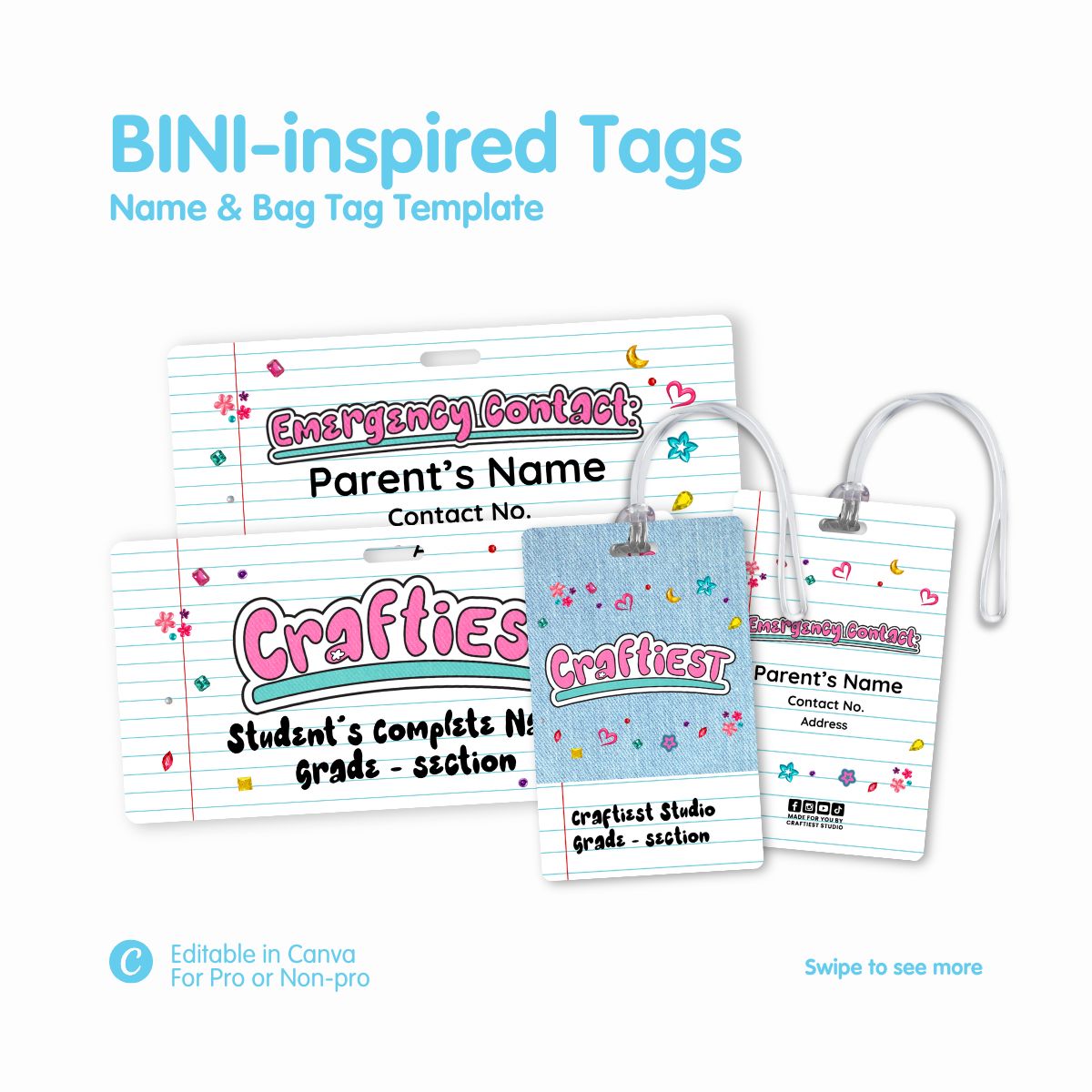 BINI-inspired Name & Bag Tag