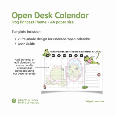 Frog Princess A4 Open Desk Calendar