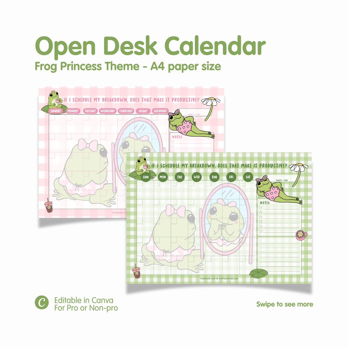 Frog Princess A4 Open Desk Calendar