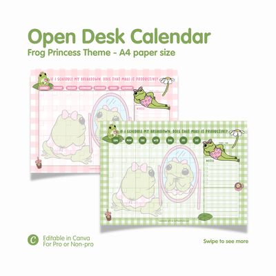 Frog Princess A4 Open Desk Calendar
