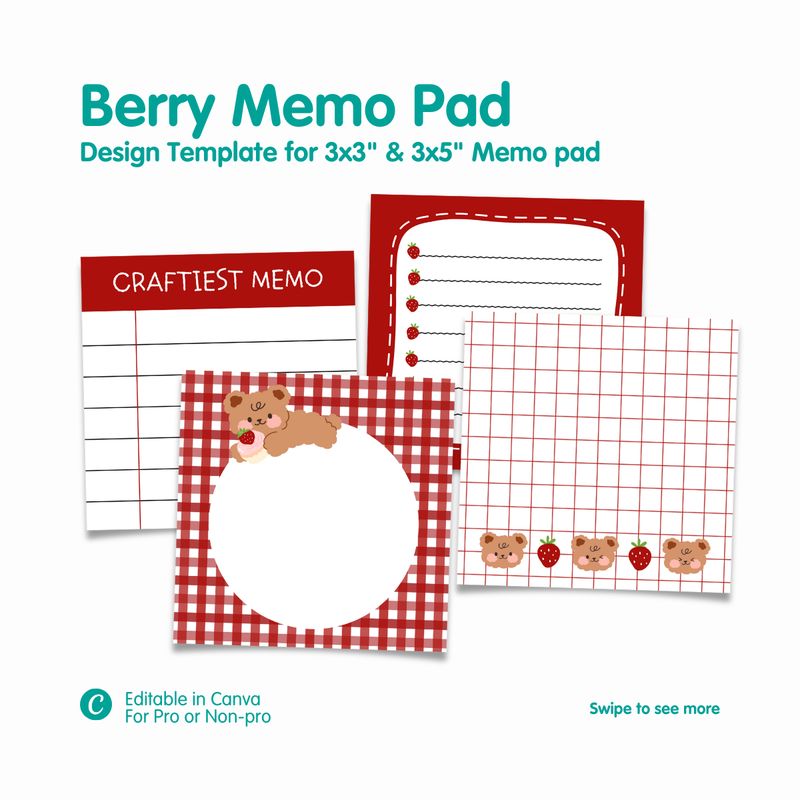 Craftiest Berry Memo Pad Design Template