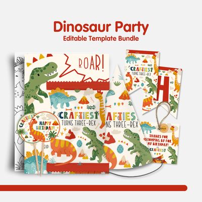 Dinosaur Birthday Template Bundle