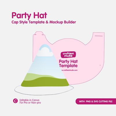 Party Hat Cap Style w/ Machine Cut Files