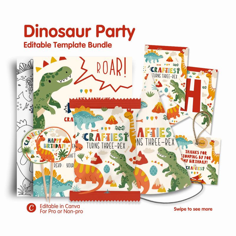 Dinosaur Birthday Template Bundle
