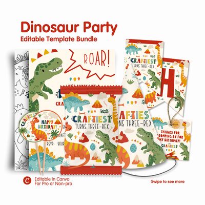 Dinosaur Birthday Template Bundle